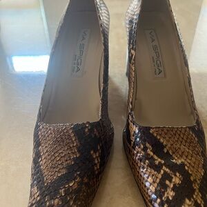 Via Spiga Snakeskin Heels - Brown and Black